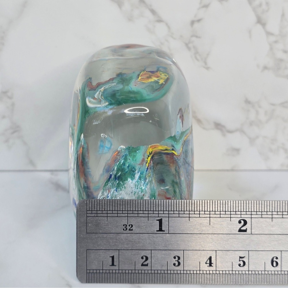Vintage Art Glass Dolphin Paperweight Ocean Reef Figurine Blue Clear 3in - Picture 9 of 9